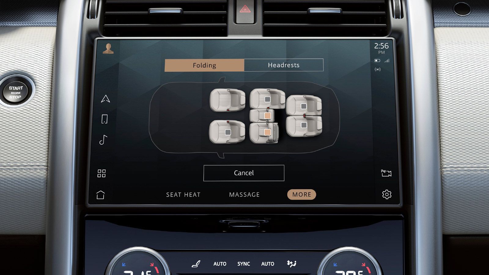 Выберите интеллектуальную функцию складывания сидений для второго и третьего ряда.